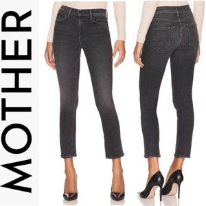 Mother Mid Rise Dazzler in The Night Is Watching 26 Stretch Black Gray Denim